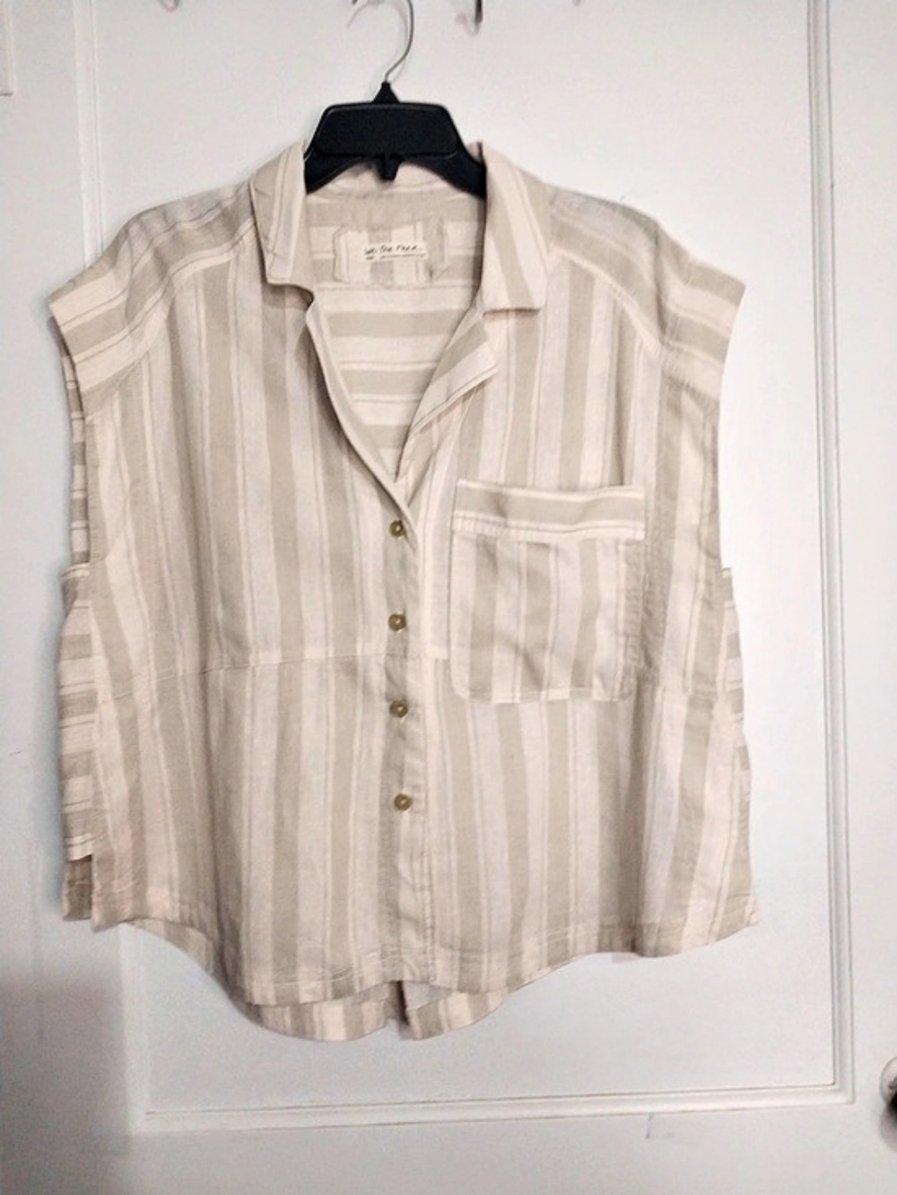 We The Free Women's Casual Brown White Striped Tank Top Size S